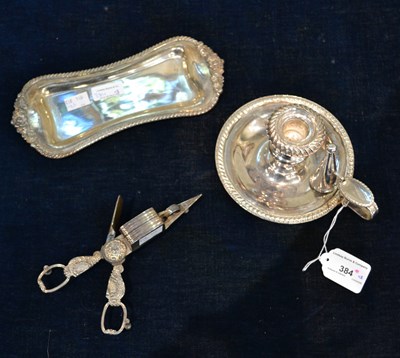 Lot 384 - A pair of EP wick trimmers on tray and an EP...
