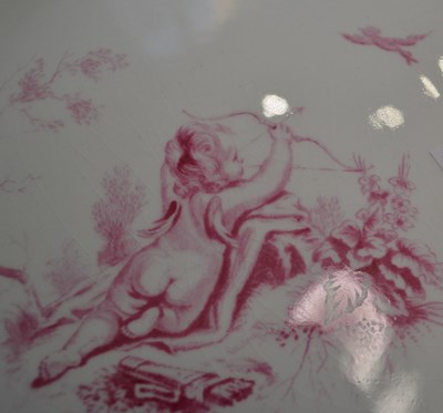 Lot 386 - A Minton part dinner service with puce printed...