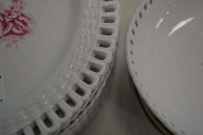 Lot 386 - A Minton part dinner service with puce printed...