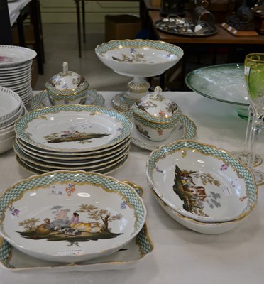 Lot 387 - A Meissen part dinner service decorated with...