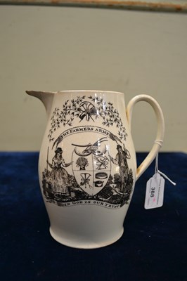 Lot 388 - An 18th century Creamware Pottery jug, printed...