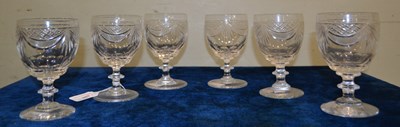 Lot 389 - A group of six cut glass crystal wine glasses...