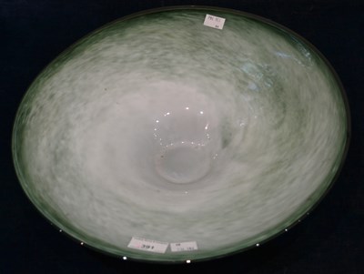 Lot 391 - A large green and opaque white glass bowl,...
