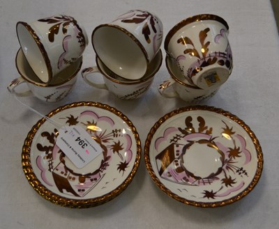 Lot 394 - A Gray's Pottery copper lustre part coffee set...