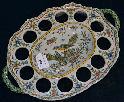 Lot 399 - A Faience Pottery twin handled egg bowl with...