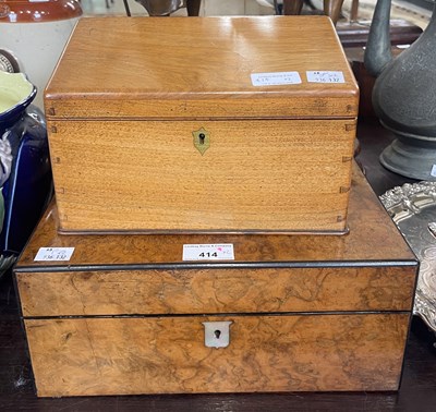 Lot 414 - A 19th century burr walnut jewellery box of...