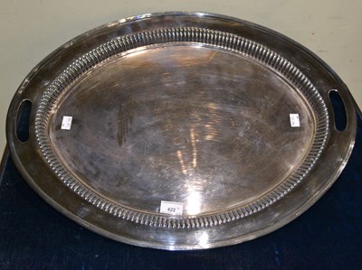 Lot 422 - A large silver plated serving tray of oval...