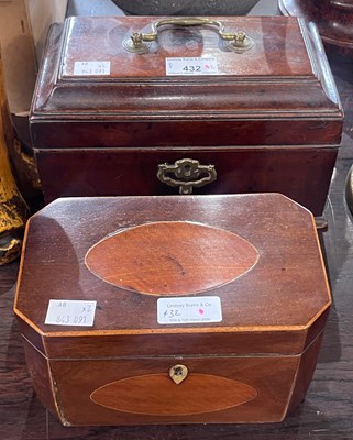 Lot 432 - A George III mahogany tea caddy with brass...