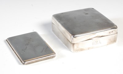 Lot 111 - A Birmingham silver square shaped cigarette...