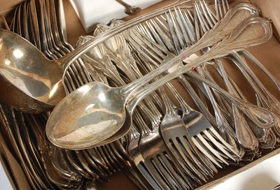 Lot 131 - A Victorian silver canteen of flatware, London,...