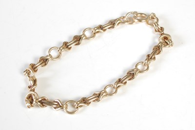 Lot 155 - A yellow metal bracelet, stamped '9k', tests...