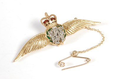 Lot 160 - A 9ct gold enamel and diamond chip RAF...