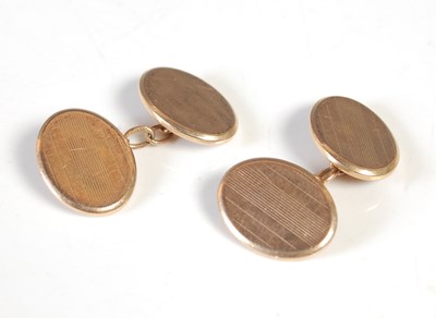 Lot 169 - A pair of 9ct gold oval cufflinks, 4.3g.