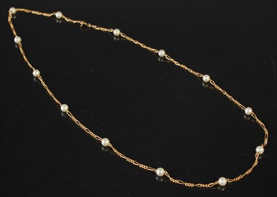 Lot 170 - Daureal, a yellow metal and pearl set necklace,...