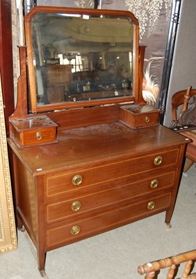 Lot 797 - An Edwardian mahogany and chequer banded...