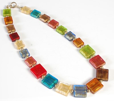 Lot 220 - A yellow metal mounted Murano glass necklace.