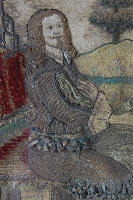 Lot 216 - A 17th century silkwork and stumpwork picture...