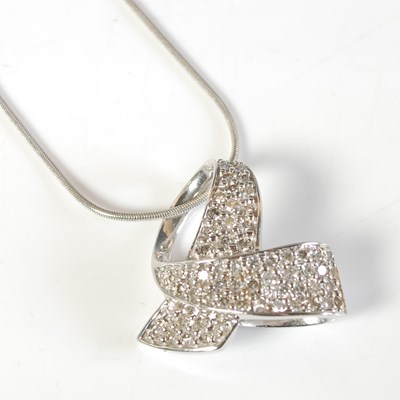 Lot 240 - A 14ct white gold necklace suspending 14ct...