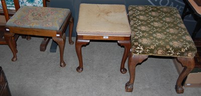 Lot 802 - A 20th century mahogany footstool with green...