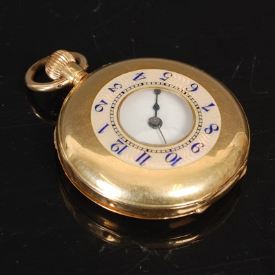 Lot 286 - A Continental yellow metal and enamel half...