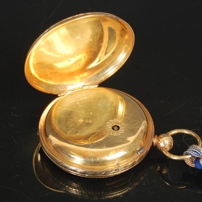 Lot 287 - An 18ct gold hunter cased key wind pocket...