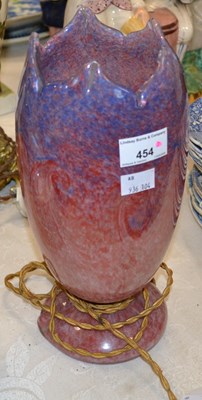 Lot 454 - A Vasart purple and pink tulip form table lamp,...