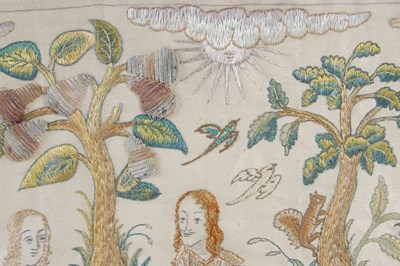Lot 217 - A 17th century silkwork and stumpwork picture,...