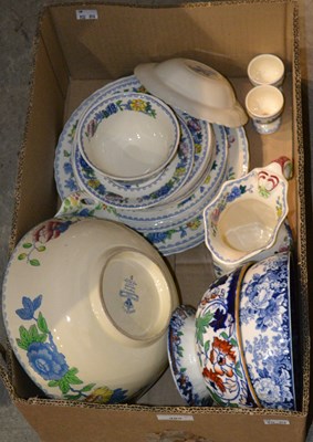 Lot 489 - A box containing a part Mason's ceramic dinner...