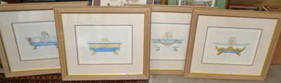 Lot 496 - A box of four assorted bathtub prints in the...