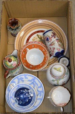 Lot 499 - A box of assorted English ceramics, to include...
