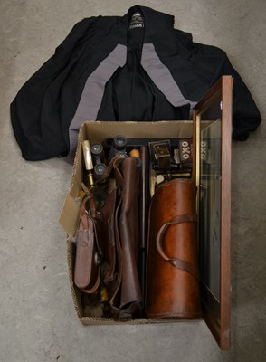 Lot 504 - A box of assorted items, to include a leather...