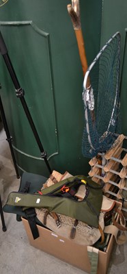 Lot 513 - A box of assorted fishing items, to include a...