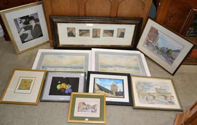 Lot 630 - A box of assorted pictures and prints, to...