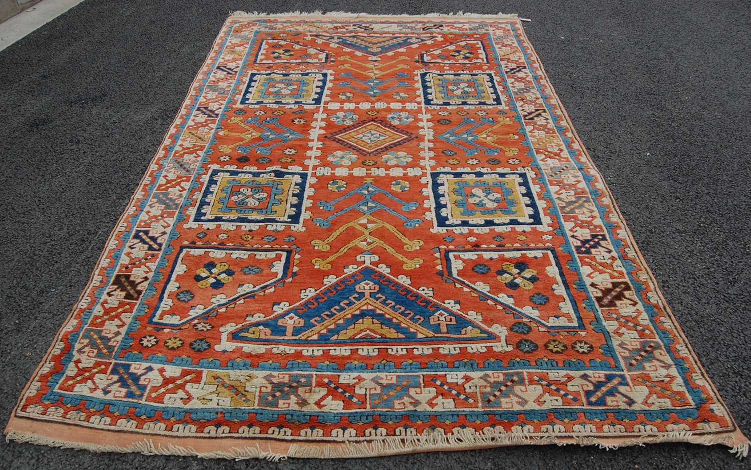 Lot 807 - A Persian rug, 20th century, the abrashed...