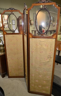 Lot 648 - A 19th century mahogany three-fold screen/...