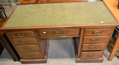 Lot 652 - A 19th century mahogany pedestal desk, the...