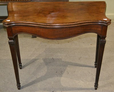 Lot 672 - A 19th century mahogany serpentine front card...