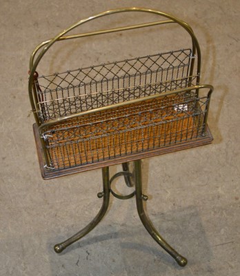 Lot 729 - A late 19th century oak and brass newspaper/...