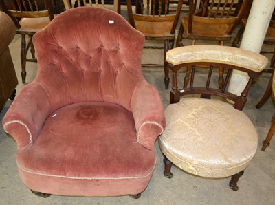 Lot 737 - A 19th century button back slipper chair in...