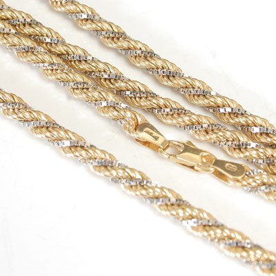 Lot 263 - A white and yellow gold necklace with tassel...