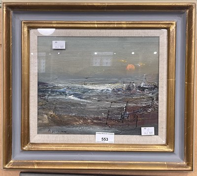 Lot 553 - Nael Hanna (B. 1959) Shellfish boat, Angus oil...