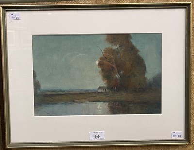 Lot 599 - Thomas Bunting (1851-1928) A moonlit river oil,...