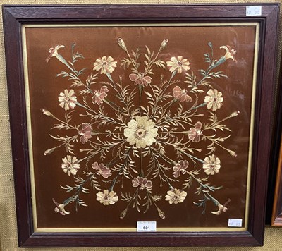 Lot 601 - A 19th century silk work picture worked in...