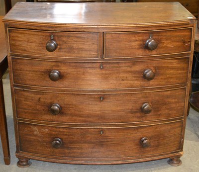 Lot 682 - A 19th century mahogany two over three bow...