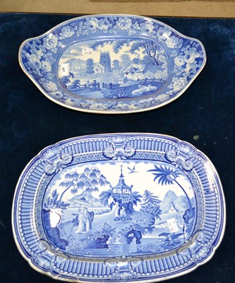 Lot 447 - A 19th century blue printed meat plate/...