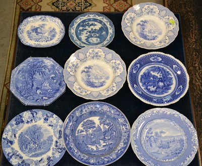 Lot 450 - A collection of 19th century blue printed...