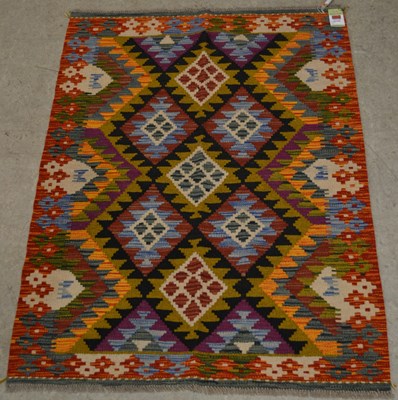 Lot 754 - A Maimana Kilim rug, the ochre and black...