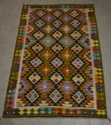 Lot 759 - A Maimana Kilim rug, the ochre and black...
