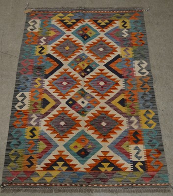 Lot 762 - A Chobi Kilim rug, the ivory coloured...