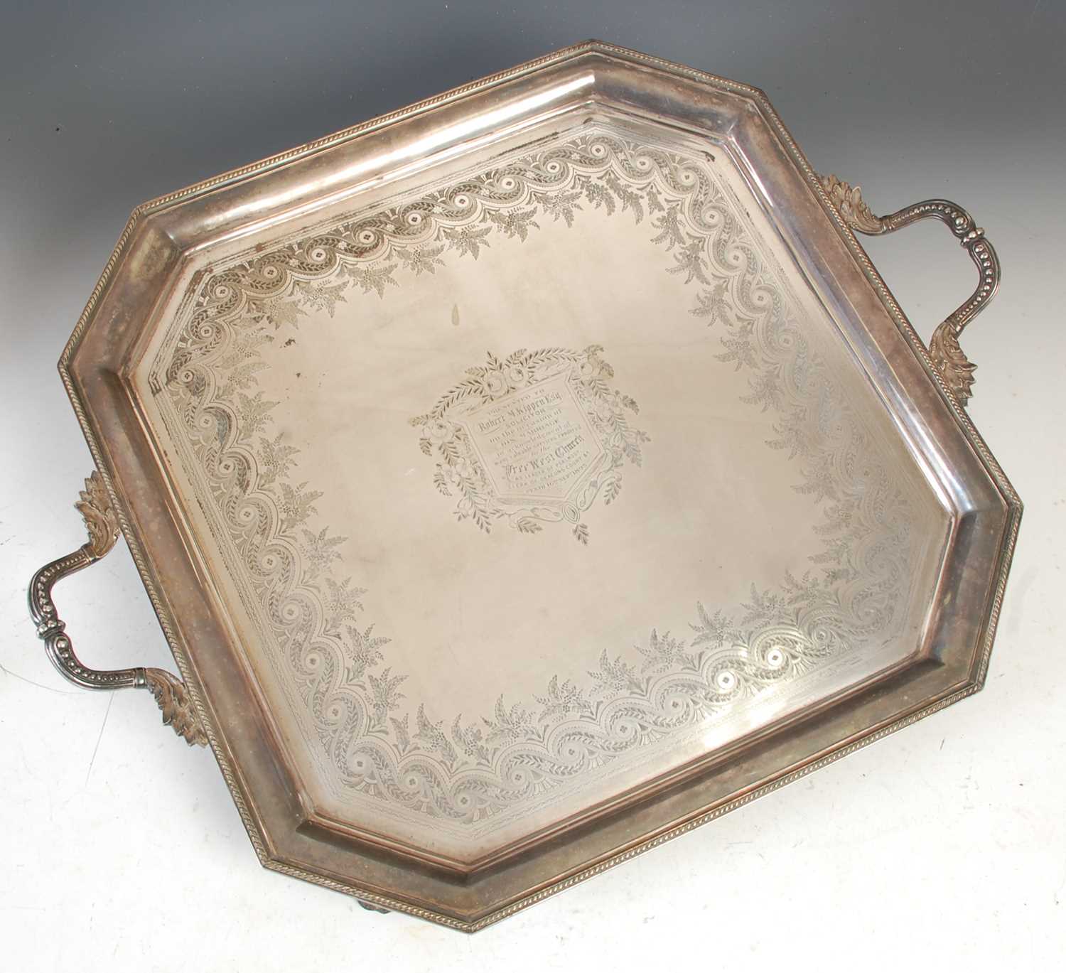 Lot 131 - A Victorian silver plated octagonal shaped